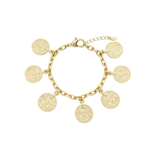 Pulseira Jade Medalhas Folheado a Ouro 18k
