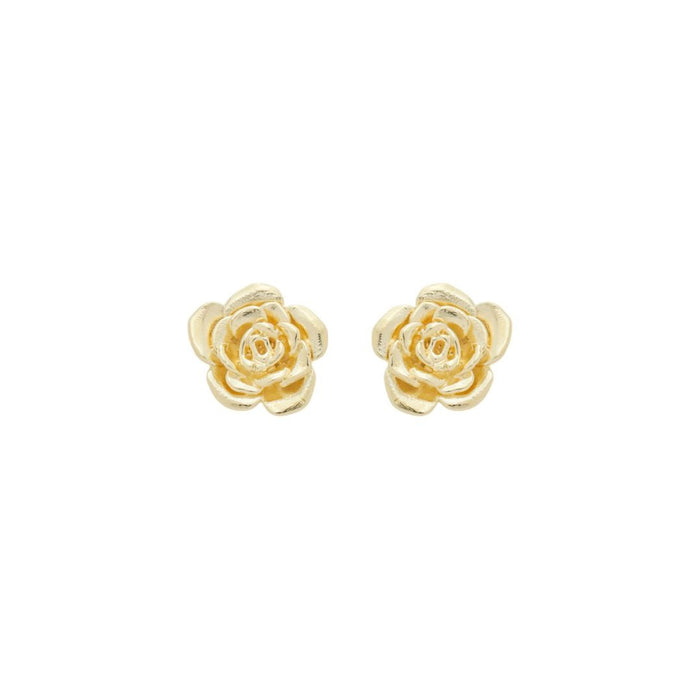 Brinco Aurora Rosa Metal Folheado a Ouro 18k
