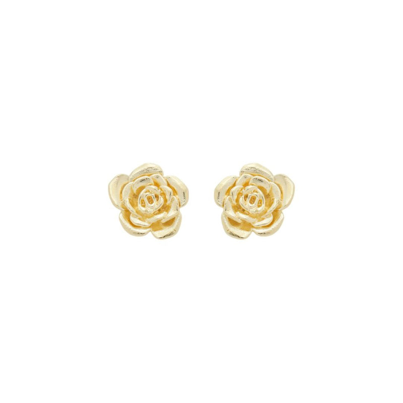 Brinco Aurora Rosa Metal Folheado a Ouro 18k