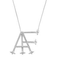 Colar Personalizado Monograma Cravejado Zircônias em Ródio Branco