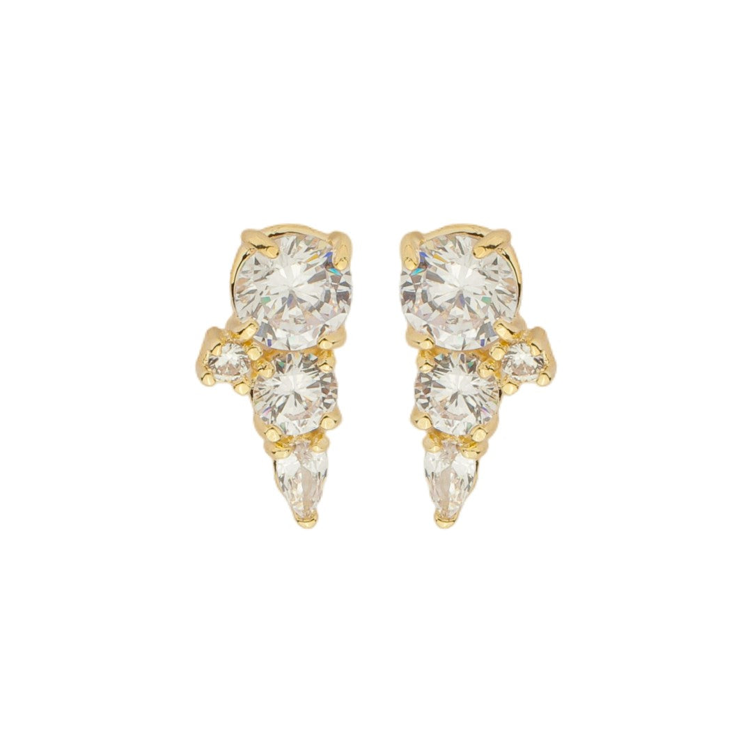 Brinco Ear Cuff Jade Zircônias Folheado a Ouro 18k