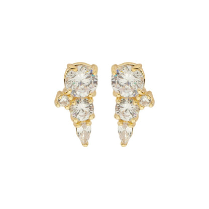 Brinco Ear Cuff Jade Zircônias Folheado a Ouro 18k