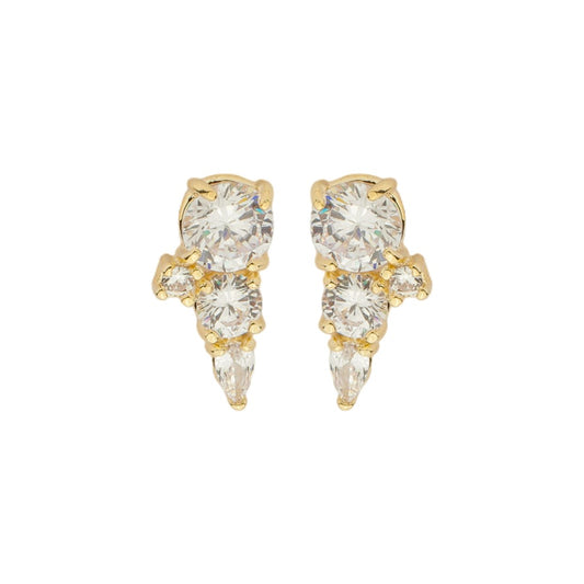 Brinco Ear Cuff Jade Zircônias Folheado a Ouro 18k