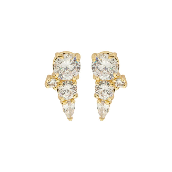 Brinco Ear Cuff Jade Zircônias Folheado a Ouro 18k