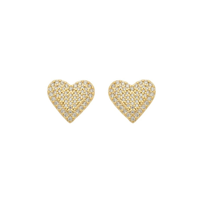 Brinco Mia Coração Zircônias Folheado a Ouro 18k