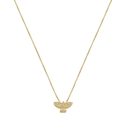 Colar Mini Espiríto Santo Zircônias Folheado a Ouro 18k