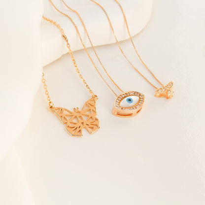 Colar Mini Espiríto Santo Zircônias Folheado a Ouro 18k