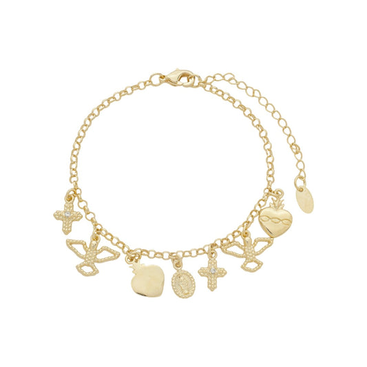 Pulseira Luna Amuletos de Proteção Folheada a Ouro 18k