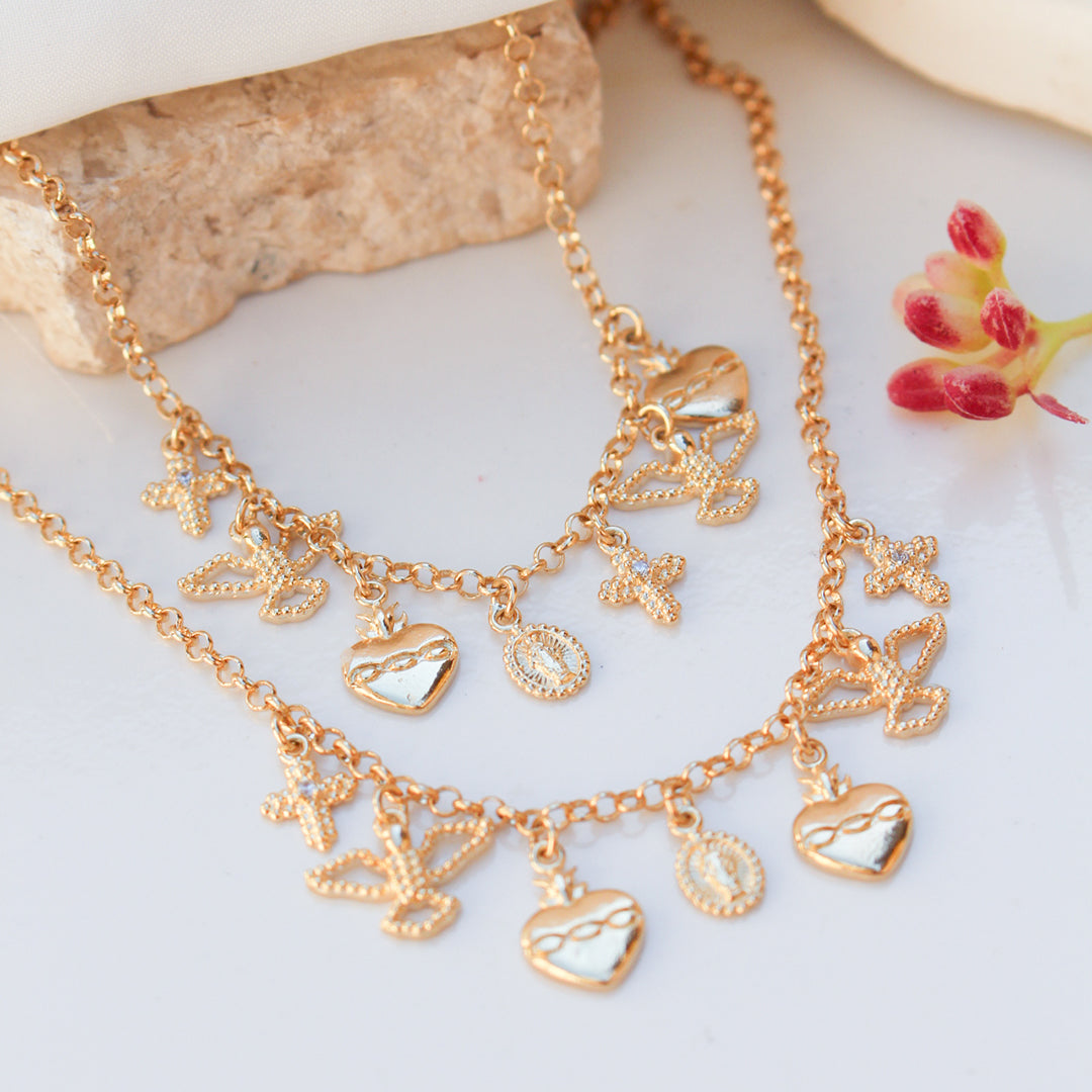 Pulseira Luna Amuletos de Proteção Folheada a Ouro 18k