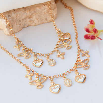 Pulseira Luna Amuletos de Proteção Folheada a Ouro 18k