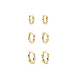 Trio de Brincos Argolinha Torcida Duda Folheado a Ouro 18k