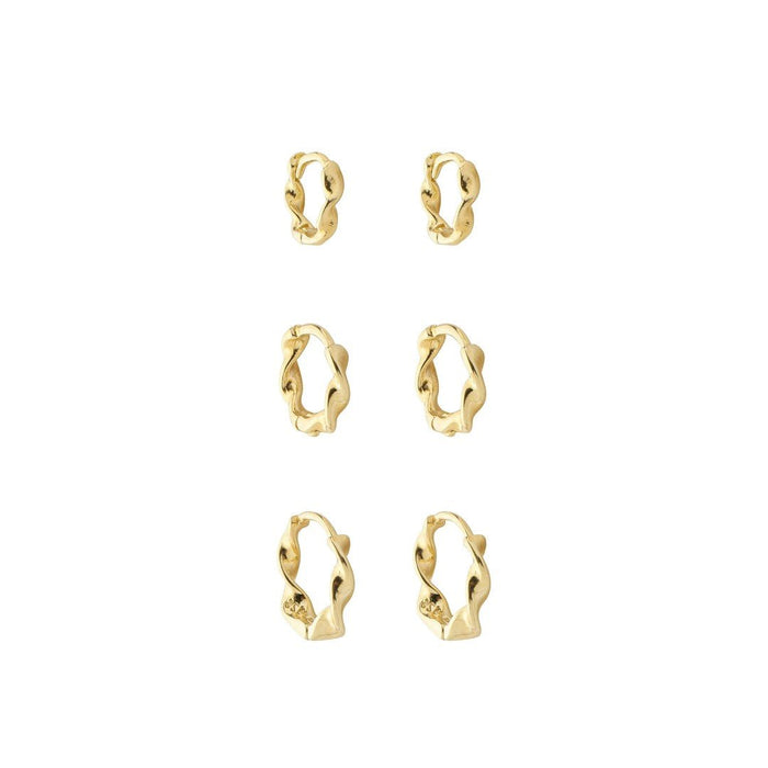 Trio de Brincos Argolinha Torcida Duda Folheado a Ouro 18k