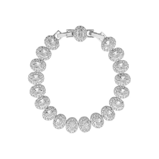 Pulseira Riviera Oval Mariana Zircônias Folheada em Ródio Branco