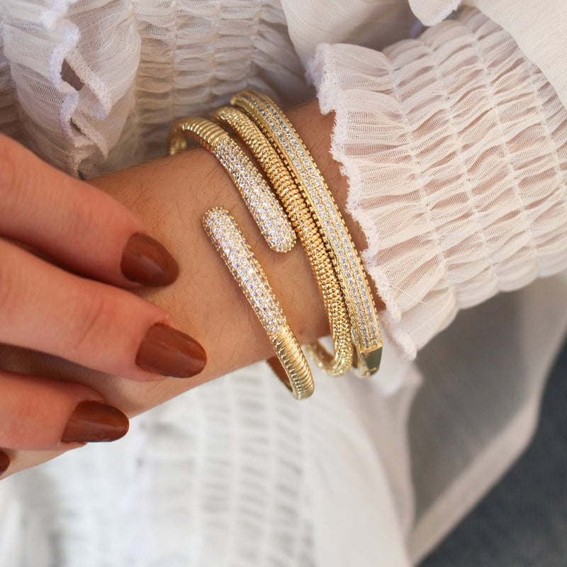 Bracelete Camila Articulado Zircônias Folheado a Ouro 18k - Piuka