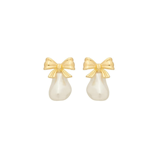 Brinco Olivia Laço e Pérola Folheado a Ouro 18k - Piuka