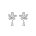 Brinco Flor Penélope Zircônias Folheado em Ródio Branco