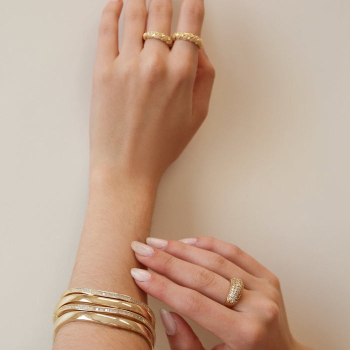 Bracelete Iara Orgânico Zircônias Folheado a Ouro 18k