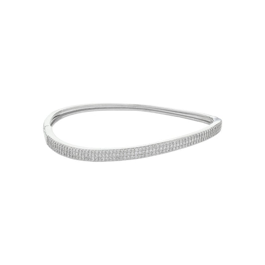Bracelete Orgânico Ivi Zircônias Folheado em Ródio Branco