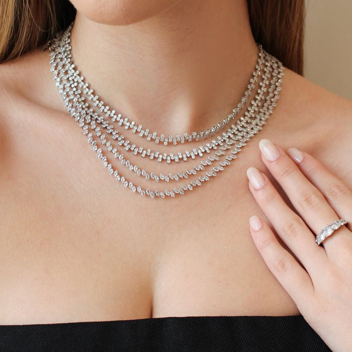 Choker Riviera Estela Zircônias Folheado em Ródio Branco