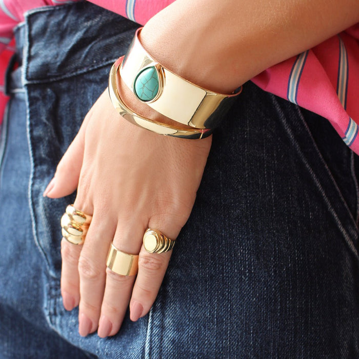 Bracelete Orgânico Liso Aurora Folheado a Ouro 18k