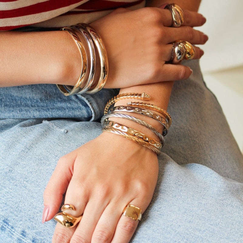 Bracelete Orgânico Liso Aurora Folheado a Ouro 18k - Piuka