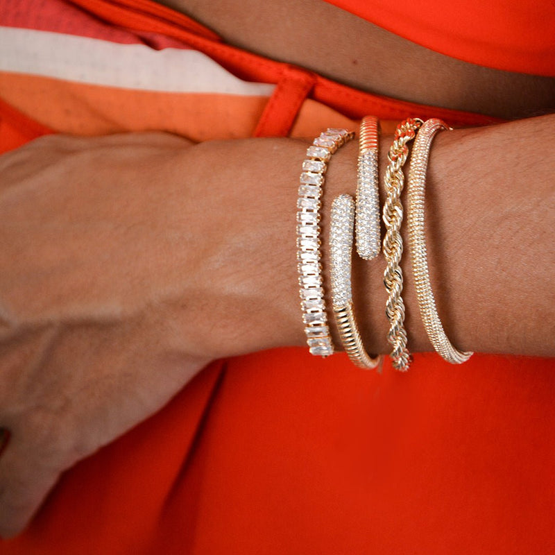 Bracelete Texturizado Brenda Folheado a Ouro 18k - Piuka