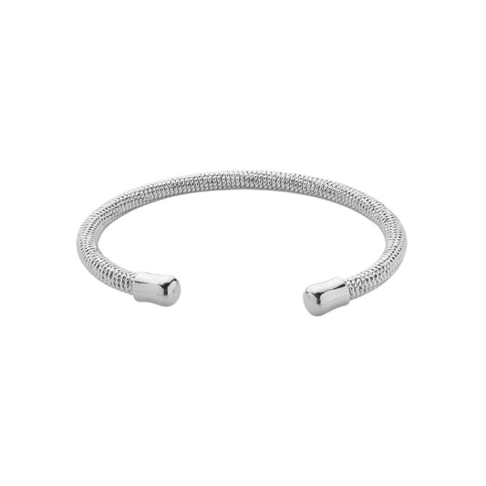 Bracelete Texturizado Brenda Folheado em Ródio Branco
