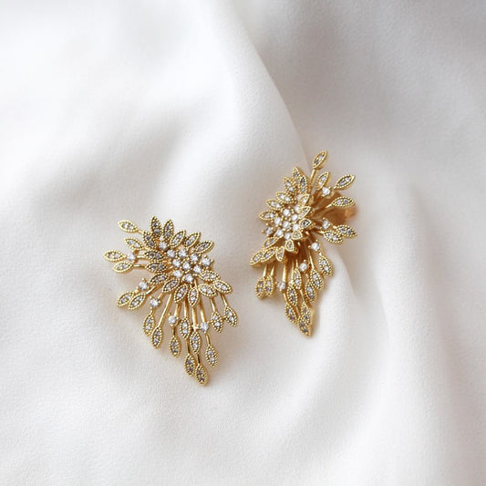 Brinco Léli Zircônias Folheado a Ouro 18k - Piuka