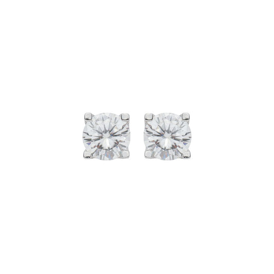 Brinco Solitário Ponto de Luz 6 mm Ana Beatriz Moissanite Prata 925 Folheado em Ródio Branco