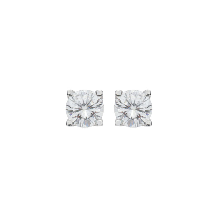 Brinco Solitário Ponto de Luz 6 mm Ana Beatriz Moissanite Prata 925 Folheado em Ródio Branco