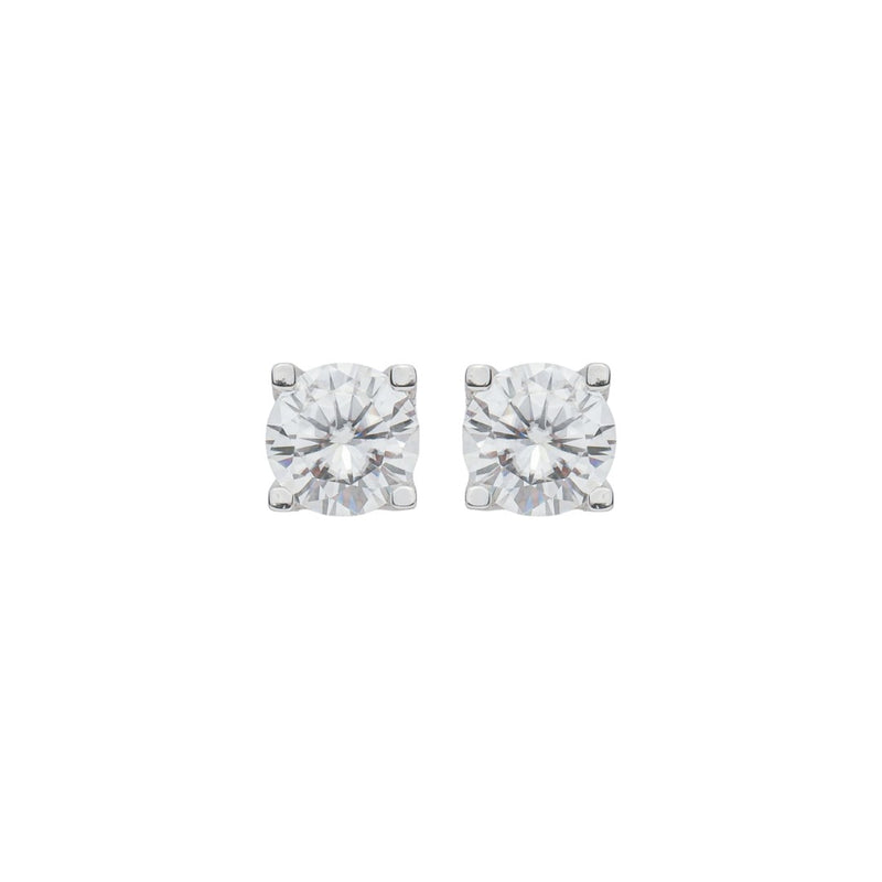Brinco Solitário Ponto de Luz 6 mm Ana Beatriz Moissanite Prata 925 Folheado em Ródio Branco