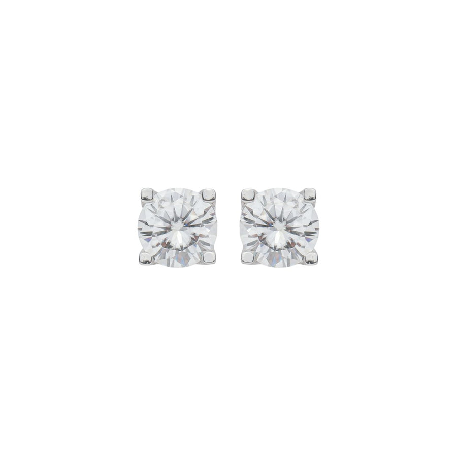 Brinco Solitário Ponto de Luz 6 mm Ana Beatriz Moissanite Prata 925 Folheado em Ródio Branco