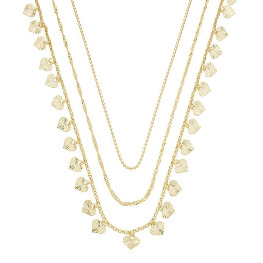 Choker Três Voltas Ana Flávia Mini Medalhas Coração Folheado a Ouro 18k