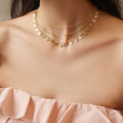 Choker Três Voltas Ana Flávia Mini Medalhas Coração Folheado a Ouro 18k