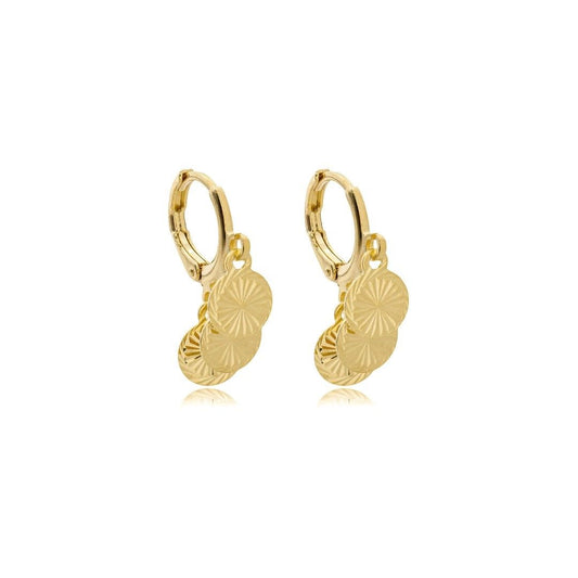 Brinco Argolinha Ana Laura Medalha Folheado a Ouro 18k