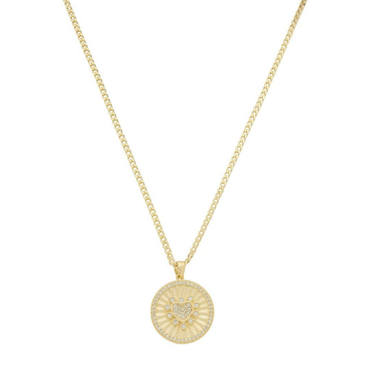 Colar Medalha Vintage Coração Piuka Folheado a Ouro 18k