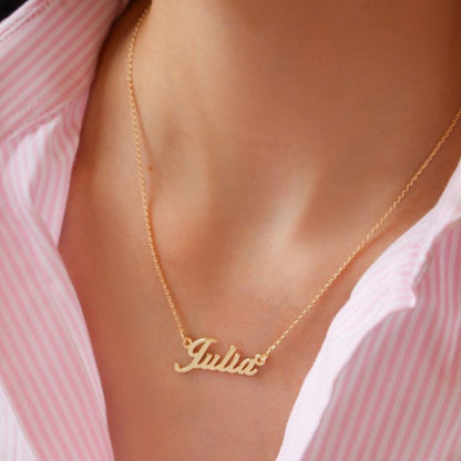 Colar Personalizado Manuscrito Nome Folheado a Ouro 18k