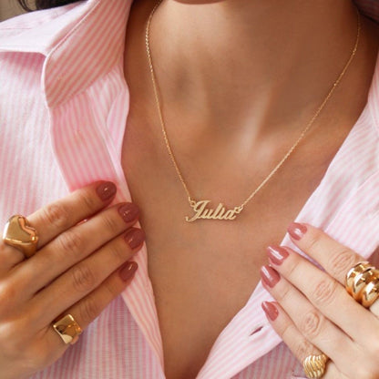 Colar Personalizado Manuscrito Nome Folheado a Ouro 18k