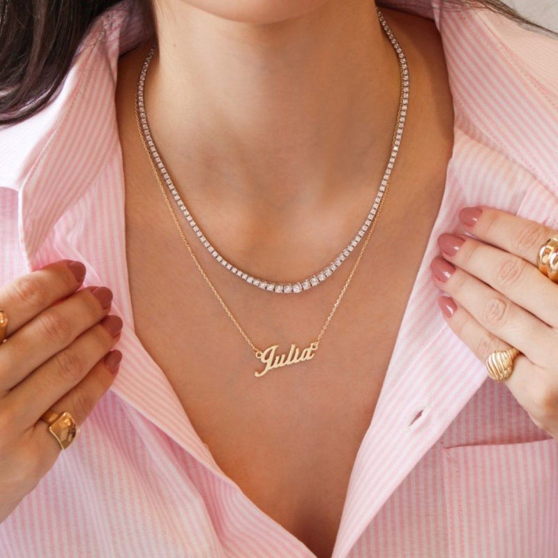 Colar Personalizado Manuscrito Nome Folheado a Ouro 18k