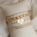 Pulseira Ajustável Personalizada Nome Coração Folheada a Ouro 18k