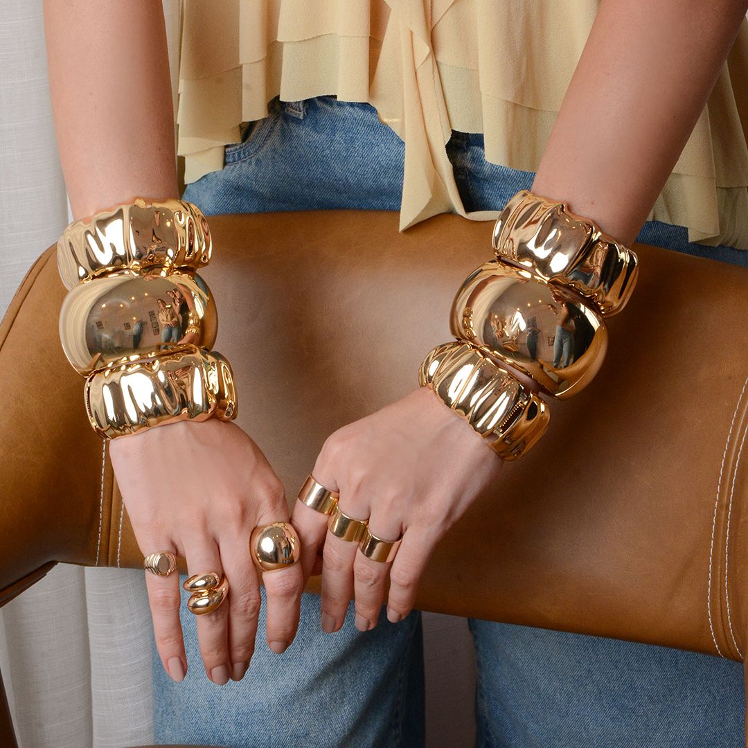 Bracelete Bold Trabalhado Kate Dourado