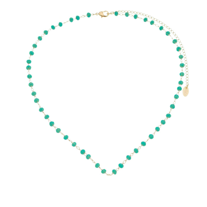 Choker Liza Cristais Turquesa Folheada a Ouro 18k