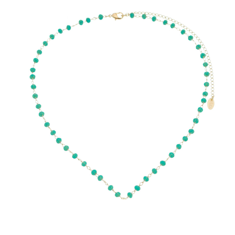 Choker Liza Cristais Turquesa Folheada a Ouro 18k