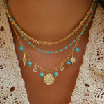 Choker Liza Cristais Turquesa Folheada a Ouro 18k