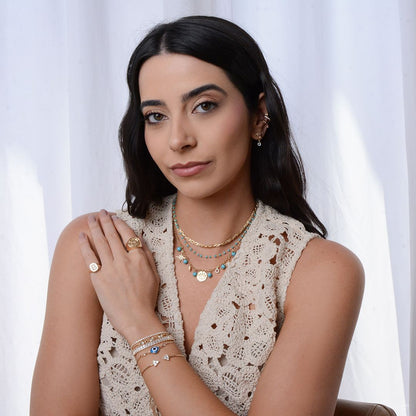 Choker Liza Cristais Turquesa Folheada a Ouro 18k