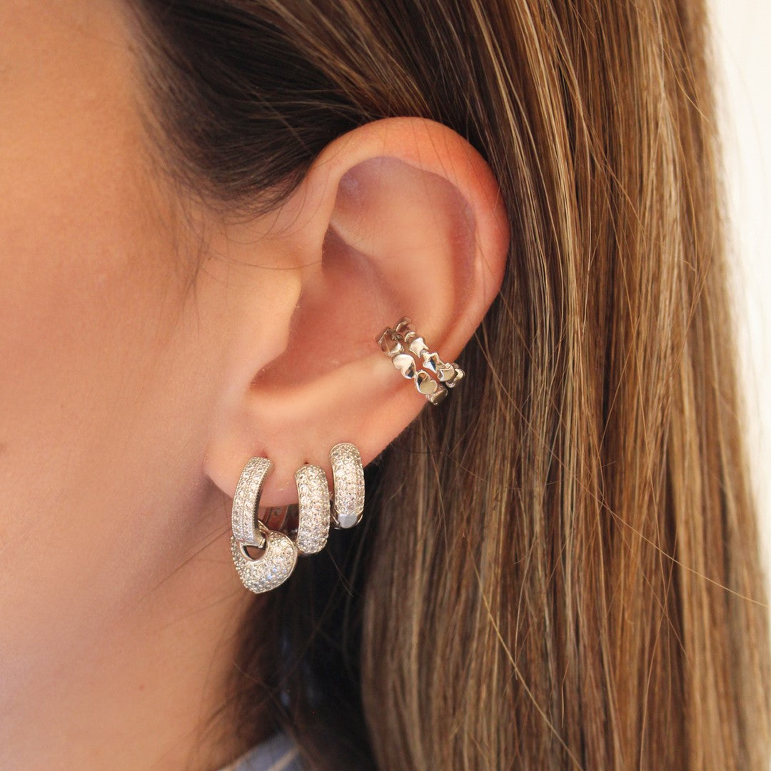 Trio de Argolinhas Brenda Coração Zircônias Folheado em Ródio