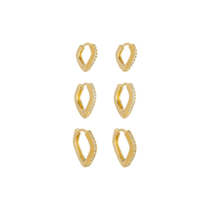 Trio de Argolinhas Cecília Zircônias Folheado a Ouro 18k
