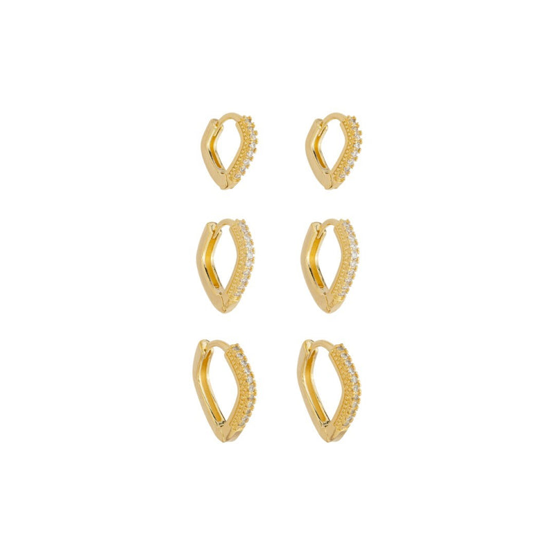 Trio de Argolinhas Cecília Zircônias Folheado a Ouro 18k