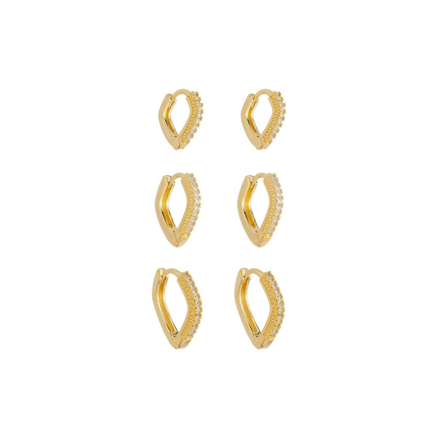 Trio de Argolinhas Cecília Zircônias Folheado a Ouro 18k