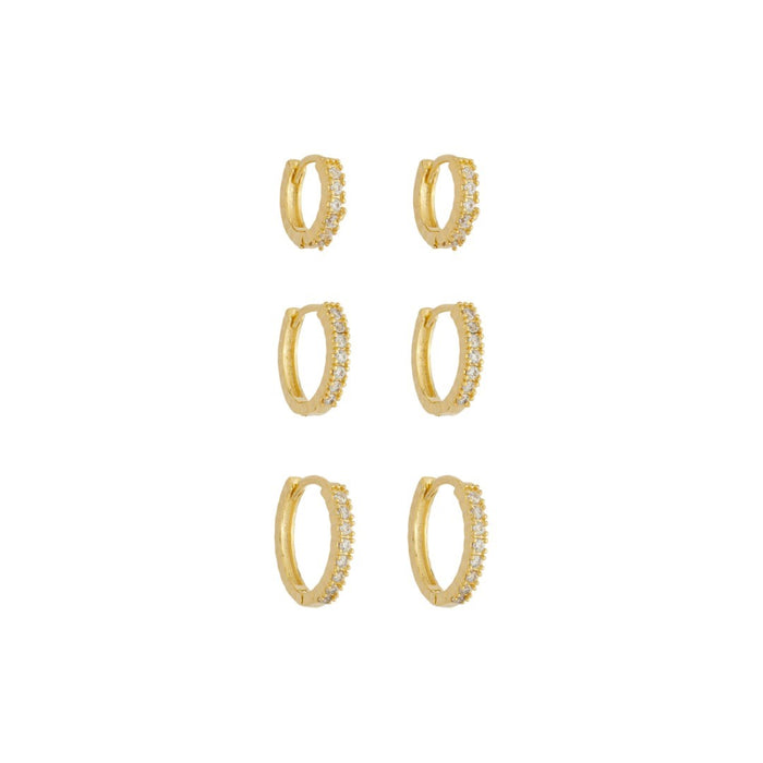 Trio de Argolinhas Celina Zircônias Folheado a Ouro 18k